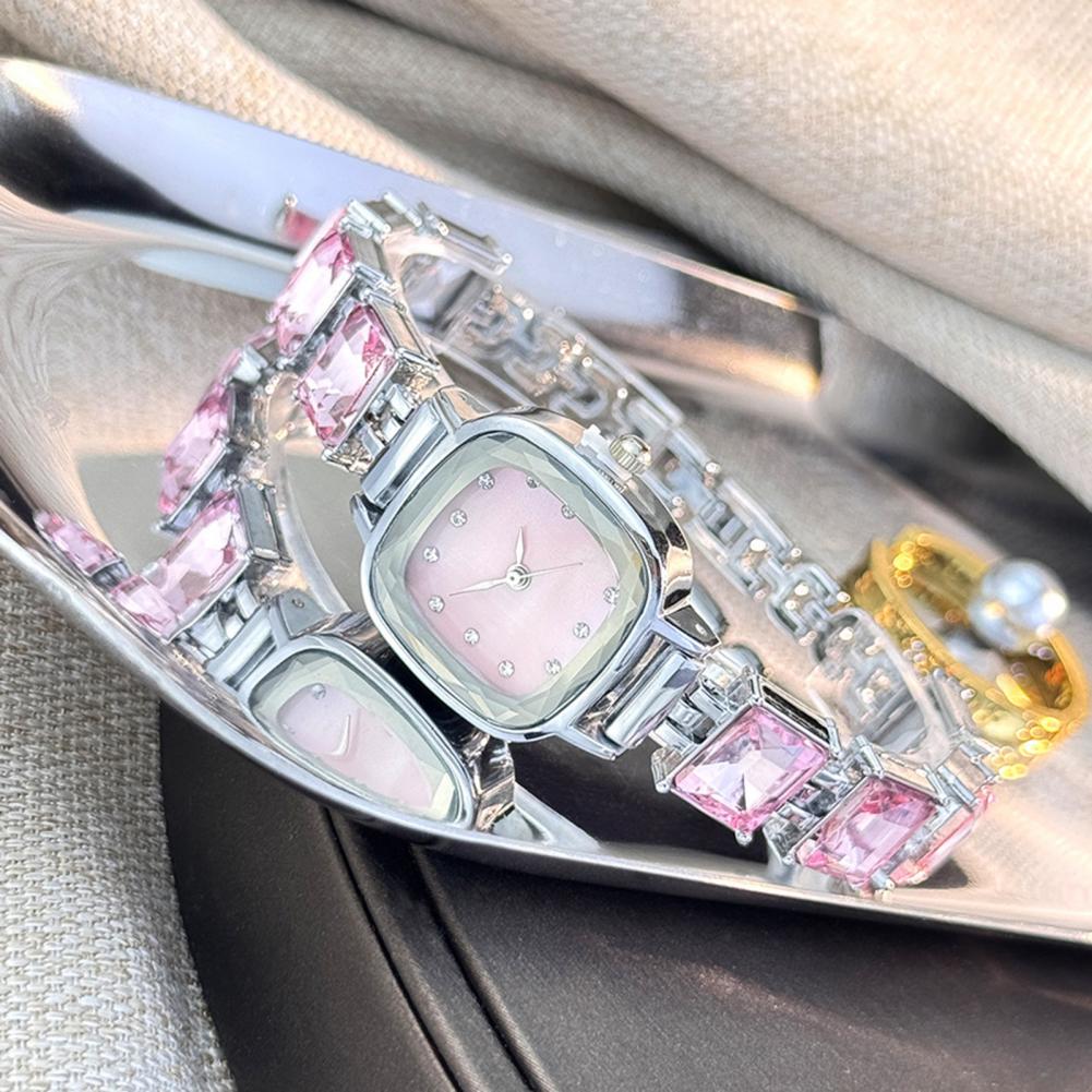Luxury Watch Women - Glinsterende armbandhorloge met vierkante wijzerplaat, dameshorloge