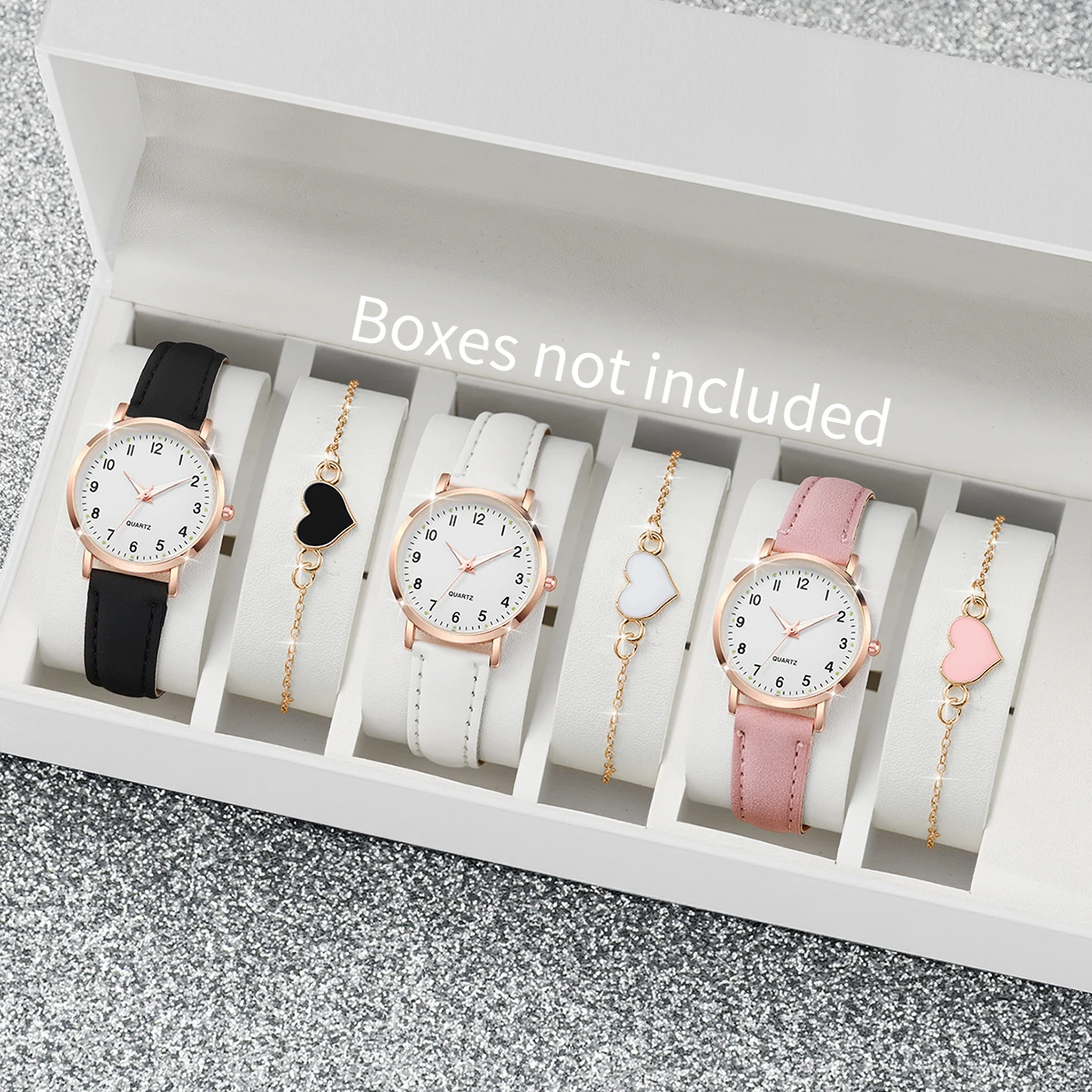 Open Heart Watch - 4/6PCS Mode Arabische Wijzerplaat Vrouwen Horloges