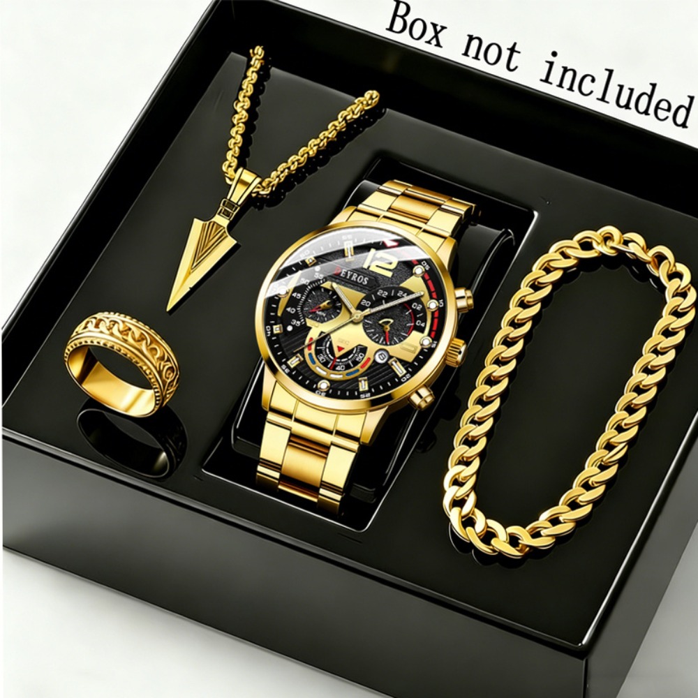 Watch Triangle Luxury - 4-delige set herenhorloge en driehoekige speerpunt