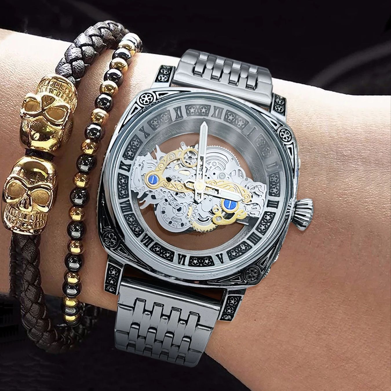 Luxury Watch Values - Herenhorloge, vierkant high-end zakelijk quartzhorloge, hol