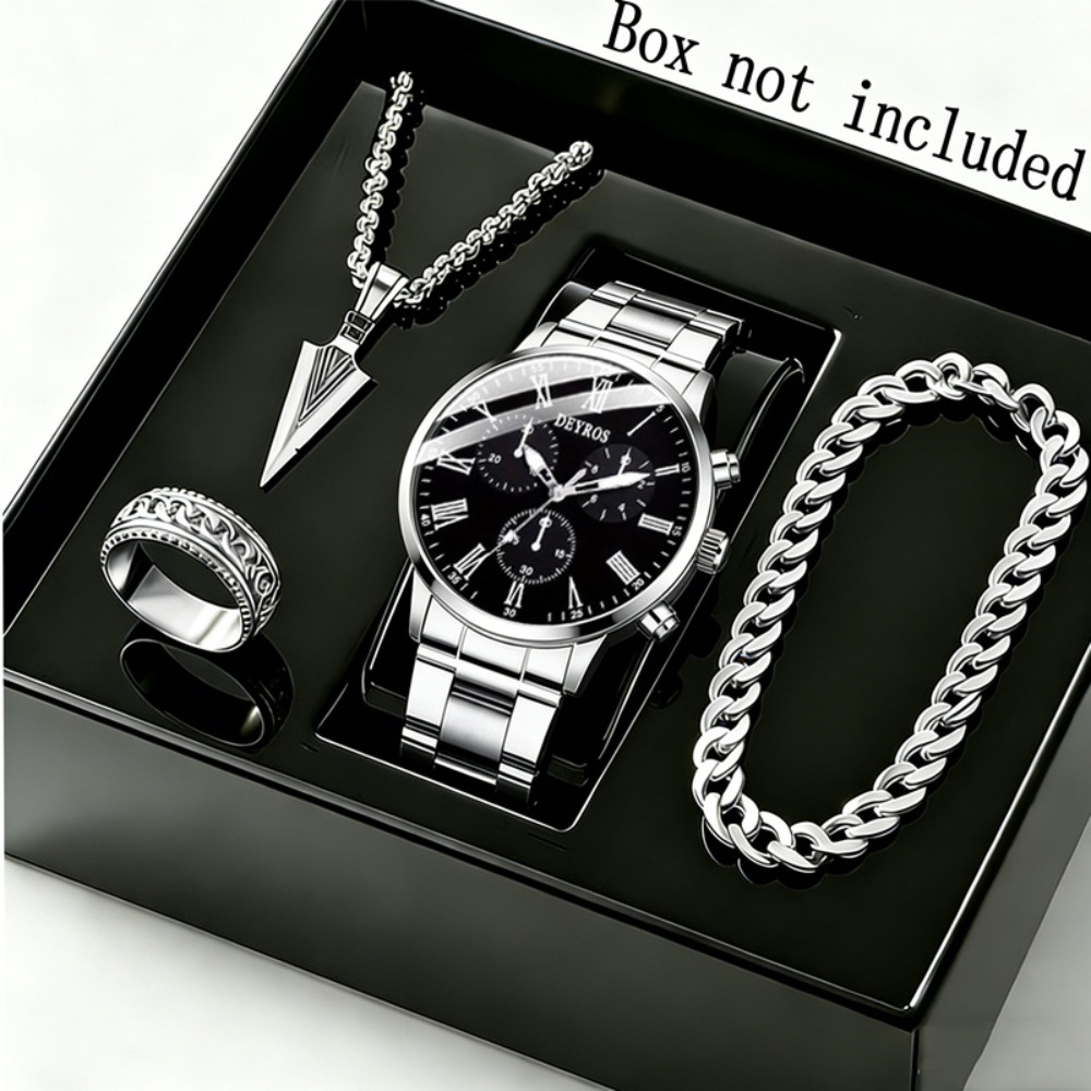 Watch Triangle Luxury - 4-delige set herenhorloge en driehoekige speerpunt