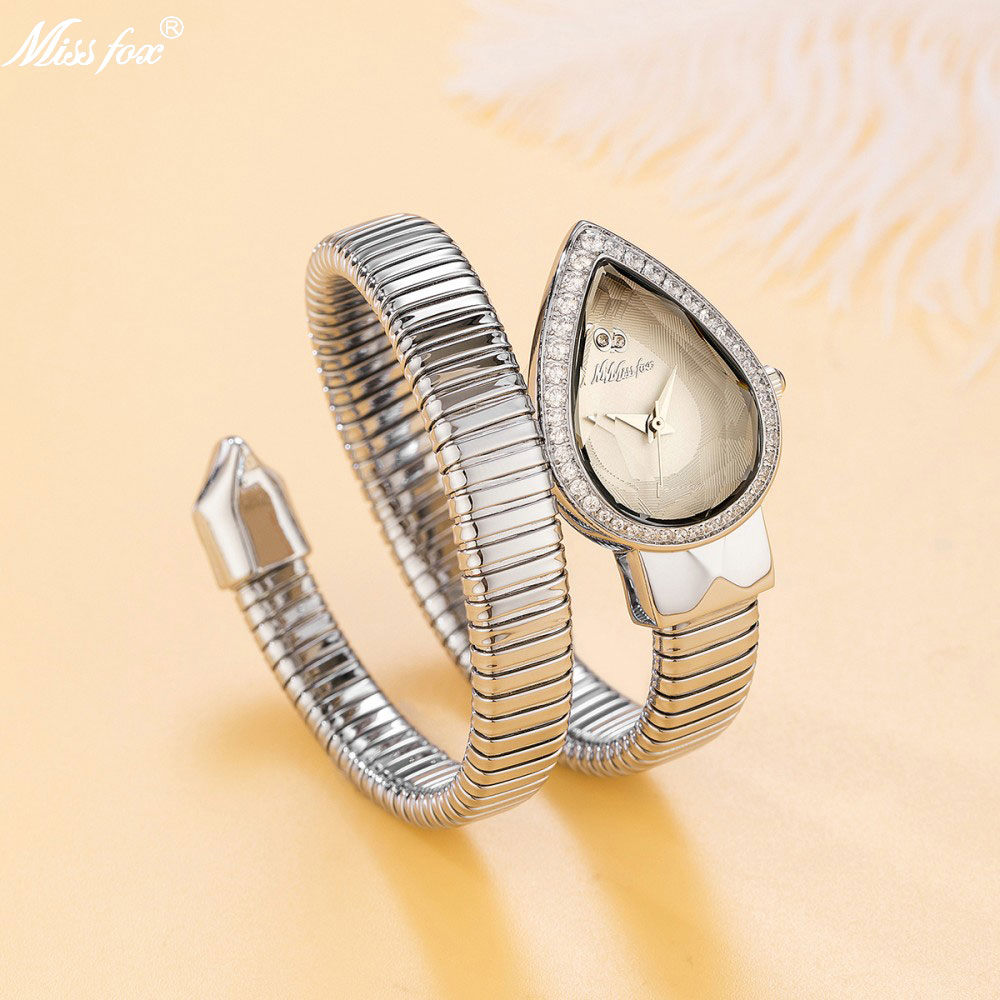 Open Heart Watch - MISSFOX Slangvorm diamanten horloge voor dames