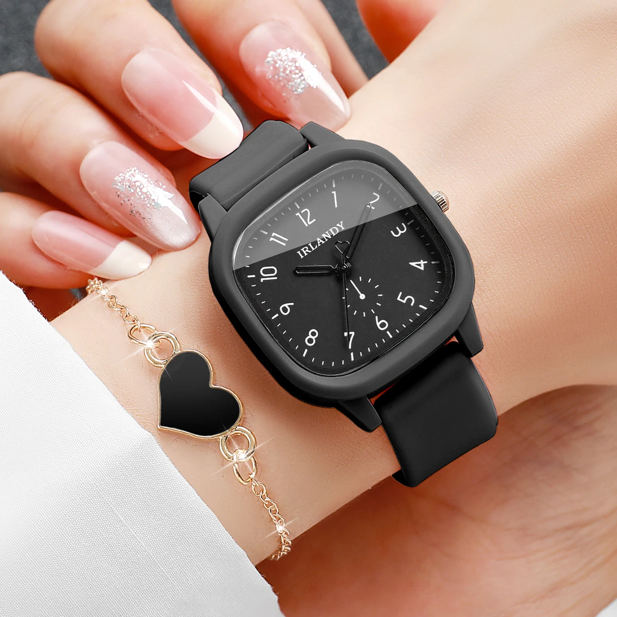 4PCS Fashion Vierkante Dames Q - Open Heart Watch recensie en prijs