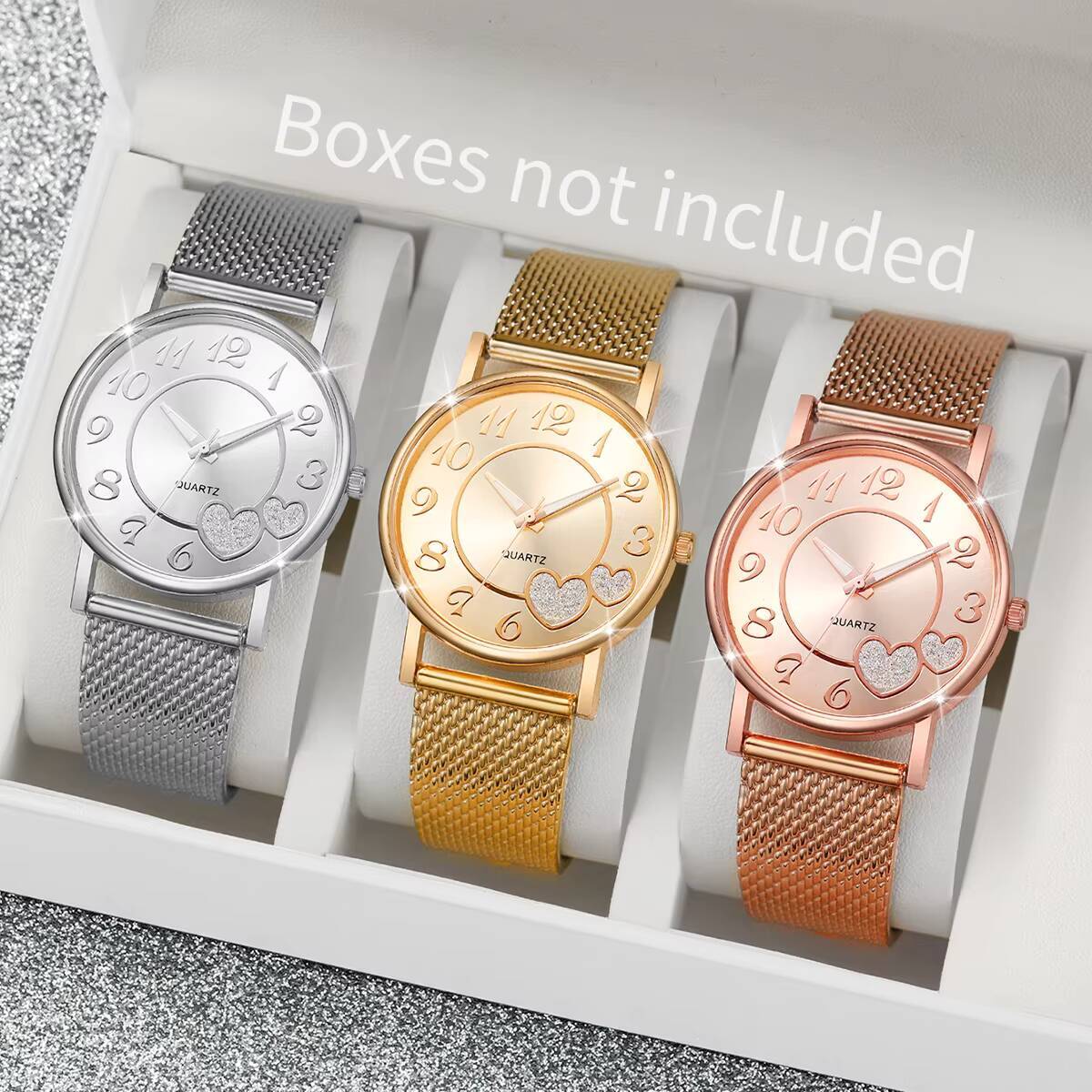 1/3PCS Fashion Heart Dial Dame - Open Heart Watch recensie en prijs
